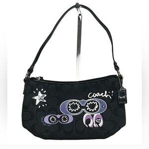 Coach Signature Applique Top Handle Small Bag F45611 Black RARE